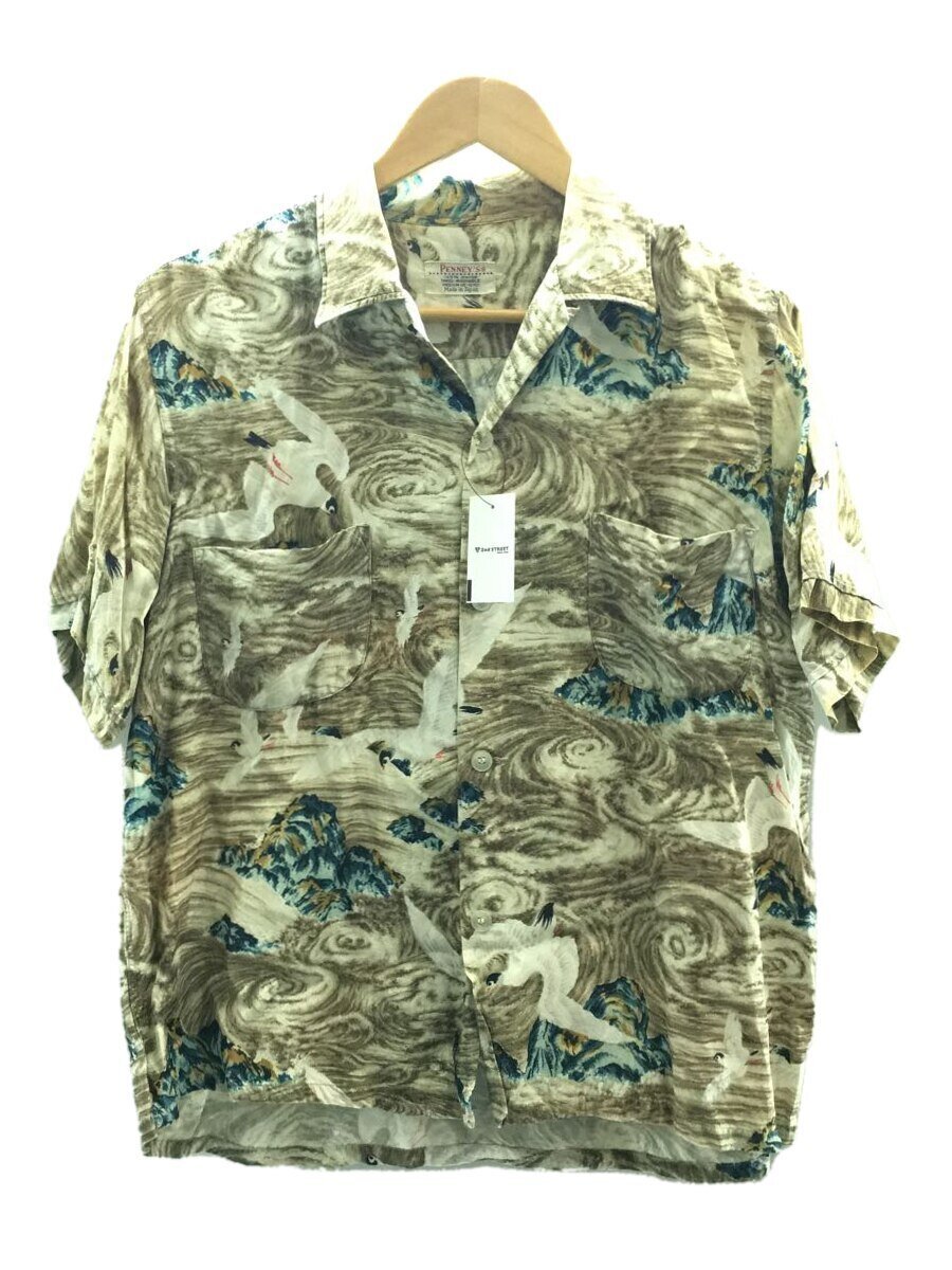 PENNEY’S◆50〜60s/鳥和柄/バックヨーク/レーヨンオープンカラーアロハシャツ/日本製/15.5/マルチカラー