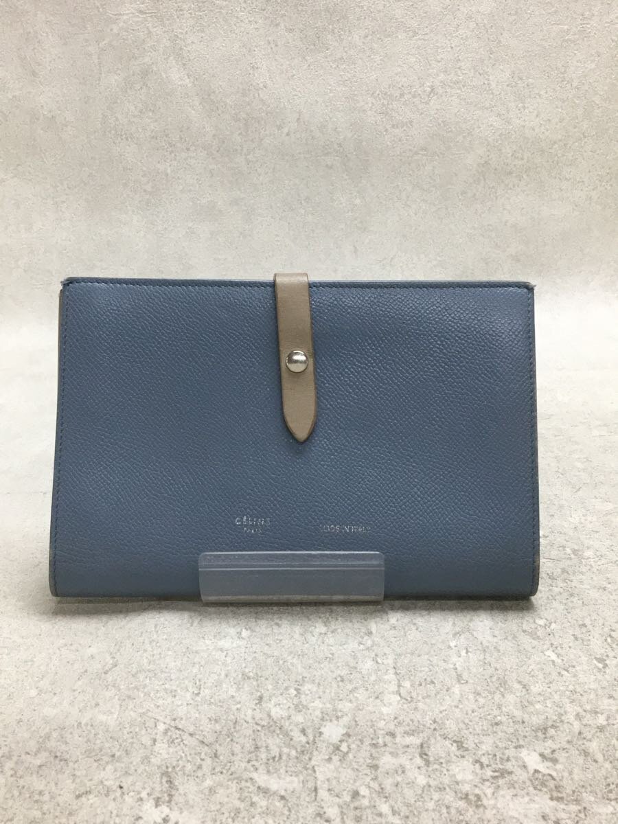 【中古】CELINE◆長財布/レザー/BLU/無地/レディース/ラージマルチファンクション//【服飾雑貨他】