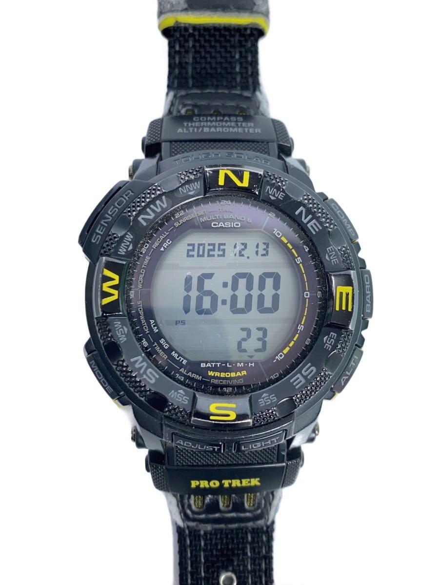 【中古】CASIO◆ソーラー腕時計・PROTREK/デジタル/BLK/BLK【服飾雑貨他】