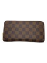 【中古】LOUIS VUITTON◆1)ジッピー・ウォレット_ダミエ・エベヌ_BRW/PVC/BRW/メンズ【服飾雑貨他】