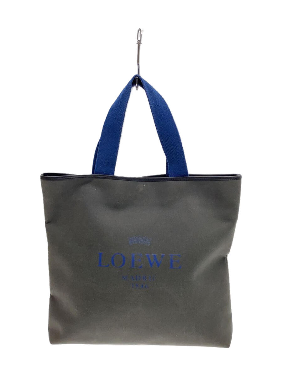 【中古】LOEWE◆トートバッグ/キャンバス/GRY/無地【バッグ】