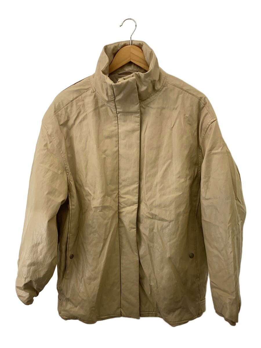AMERI◆PASTING LIKE FAKE LEATHER JACKET/M/フェイクレザー/BEG/01320690400
