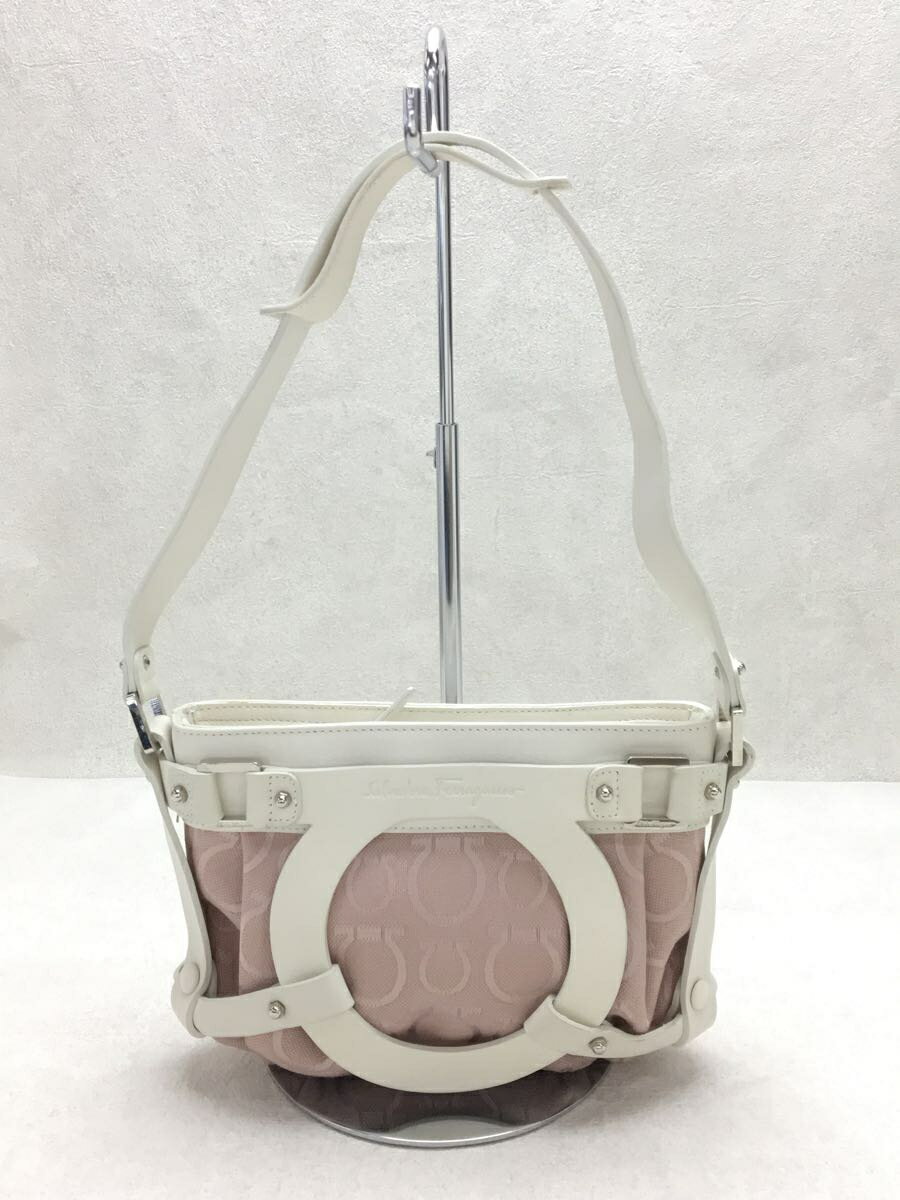 【中古】Salvatore Ferragamo◆ハンドバッグ/キャンバス/PNK/総柄/AU-21/586【バッグ】