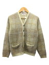 【中古】カーディガン(厚手)/S/アクリル/BEG/チェック//【メンズウェア】