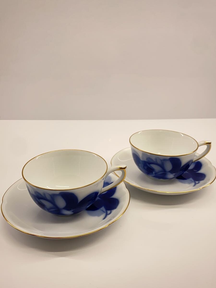 【中古】大倉陶園◆カップ&ソーサー2客組/WHT/ブルーローズ/8211【キッチン用品】