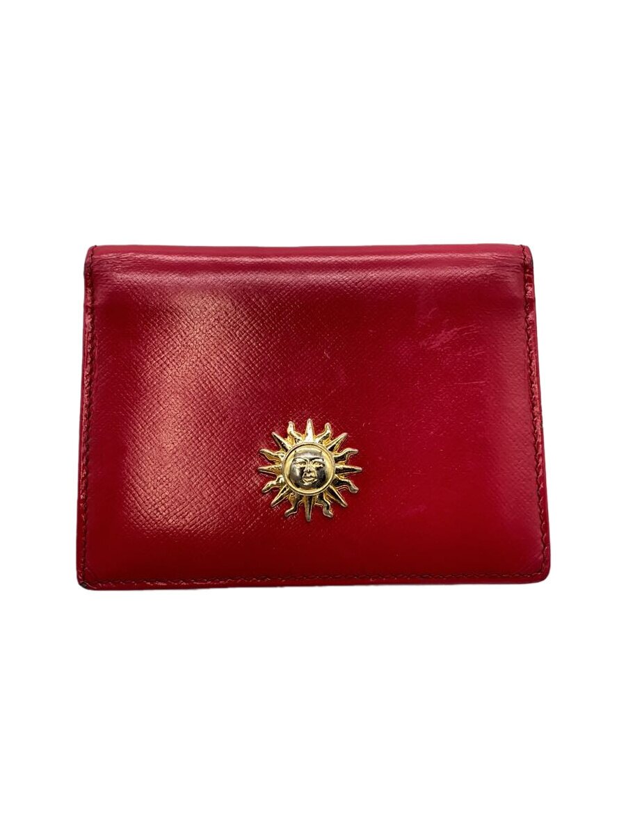 【中古】GIANNI VERSACE◆パスケース/レザー/RED/レディース【服飾雑貨他】