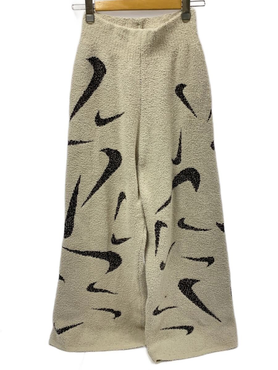 【中古】NIKE◆スウォッシュ/ワイドパンツ/S/ポリエステル/CRM/総柄/FD4289-104【レディースウェア】
