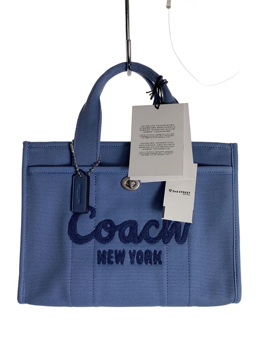 COACH - 【中古】COACH◆ハンドバッグ/キャンバス/BLU/無地/CP164【バッグ】