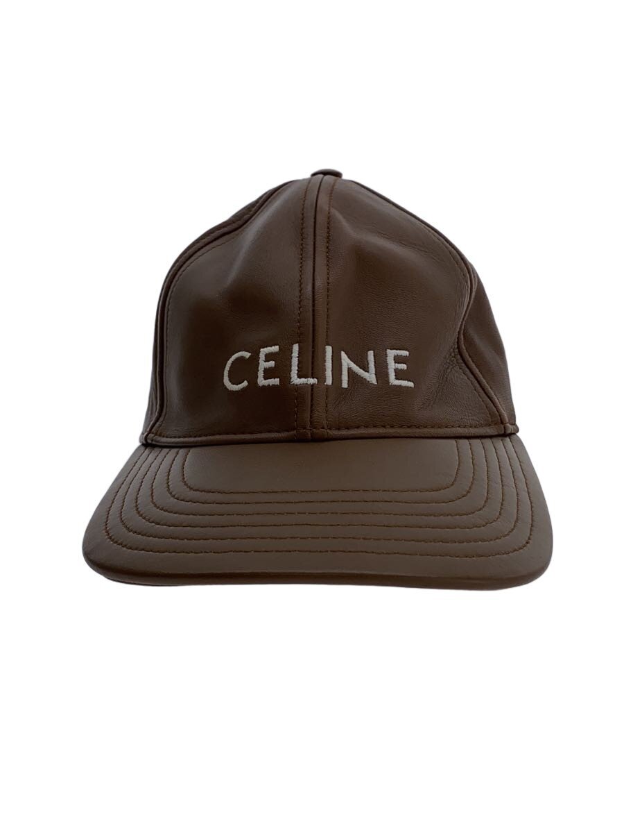 Cap - 【中古】CELINE◆キャップ/FREE/羊革/CML/無地/レディース/2AUA6101Q.04CA【服飾雑貨他】