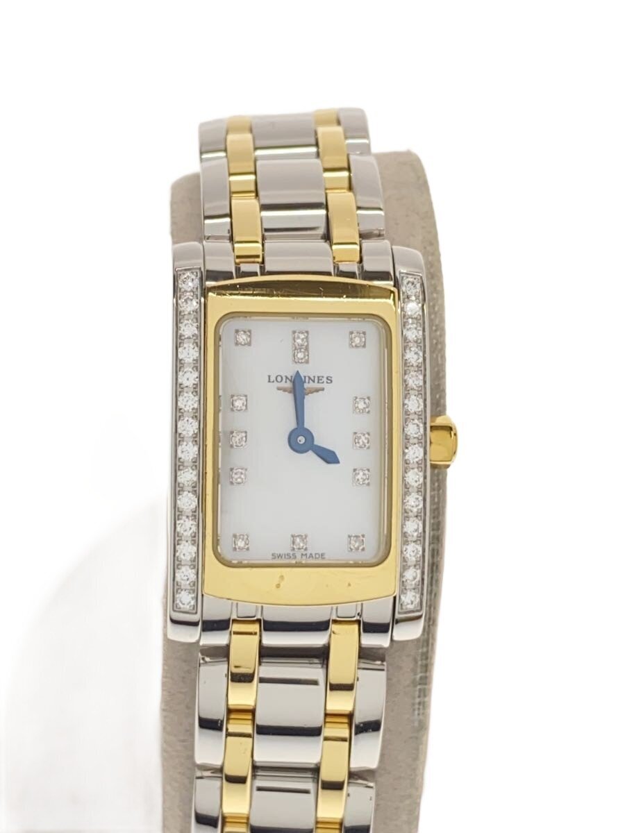 【中古】LONGINES◆クォーツ腕時計/アナログ/ステンレス/WHT/SLV【服飾雑貨他】