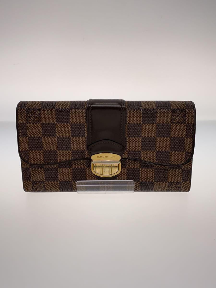 【中古】LOUIS VUITTON◆ポルト・フォイユ・システィナ_ダミエ・エベヌ_BRW/PVC/ブラウン/レディース//【服飾雑貨他】