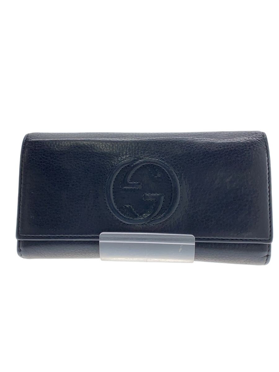 【中古】GUCCI◆長財布_ソーホー/レザー/BLK/レディース【服飾雑貨他】(4.0)