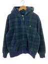 【中古】POLO RALPH LAUREN◆ジップパーカー/L/ポリエステル/GRN/チェック//【メンズウェア】