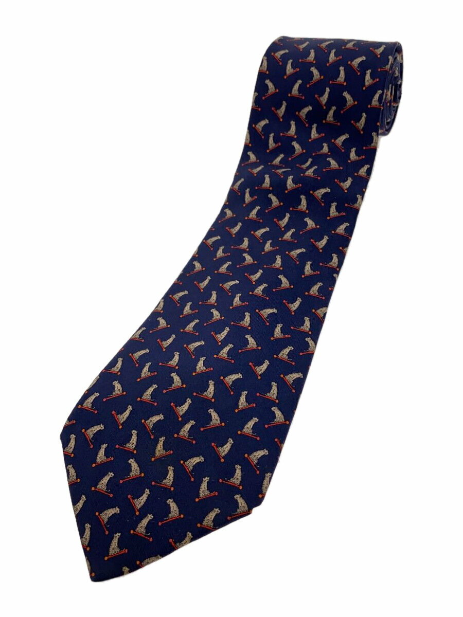 【中古】Salvatore Ferragamo◆ネクタイ/シルク/NVY/総柄/メンズ【服飾雑貨他】