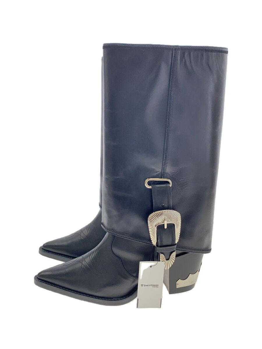 【中古】TOGA PULLA◆70mm buckle-detailed boots/ウェスタンブーツ/38/BLK/レザー/AJ987A//【シューズ】