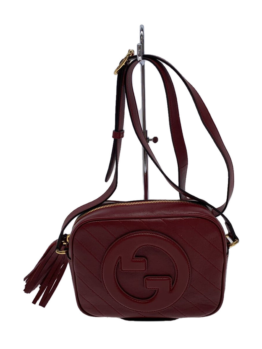 【中古】GUCCI◆ブロンディショルダーバッグ/RED/レザー/ロゴ/無地/742360【バッグ】