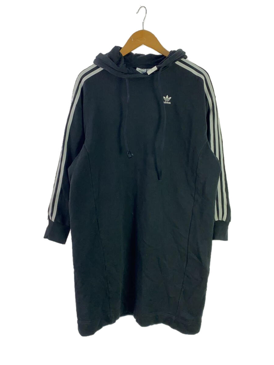 【中古】adidas◆長袖ワンピース/M/コットン/BLK/無地/GN2782/アディカラークラシックス/フード付きワンピ【レディースウェア】