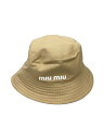 【中古】MIU MIU◆ハット/M/コットン/BEG/無地/レディース/5HC196【服飾雑貨他】