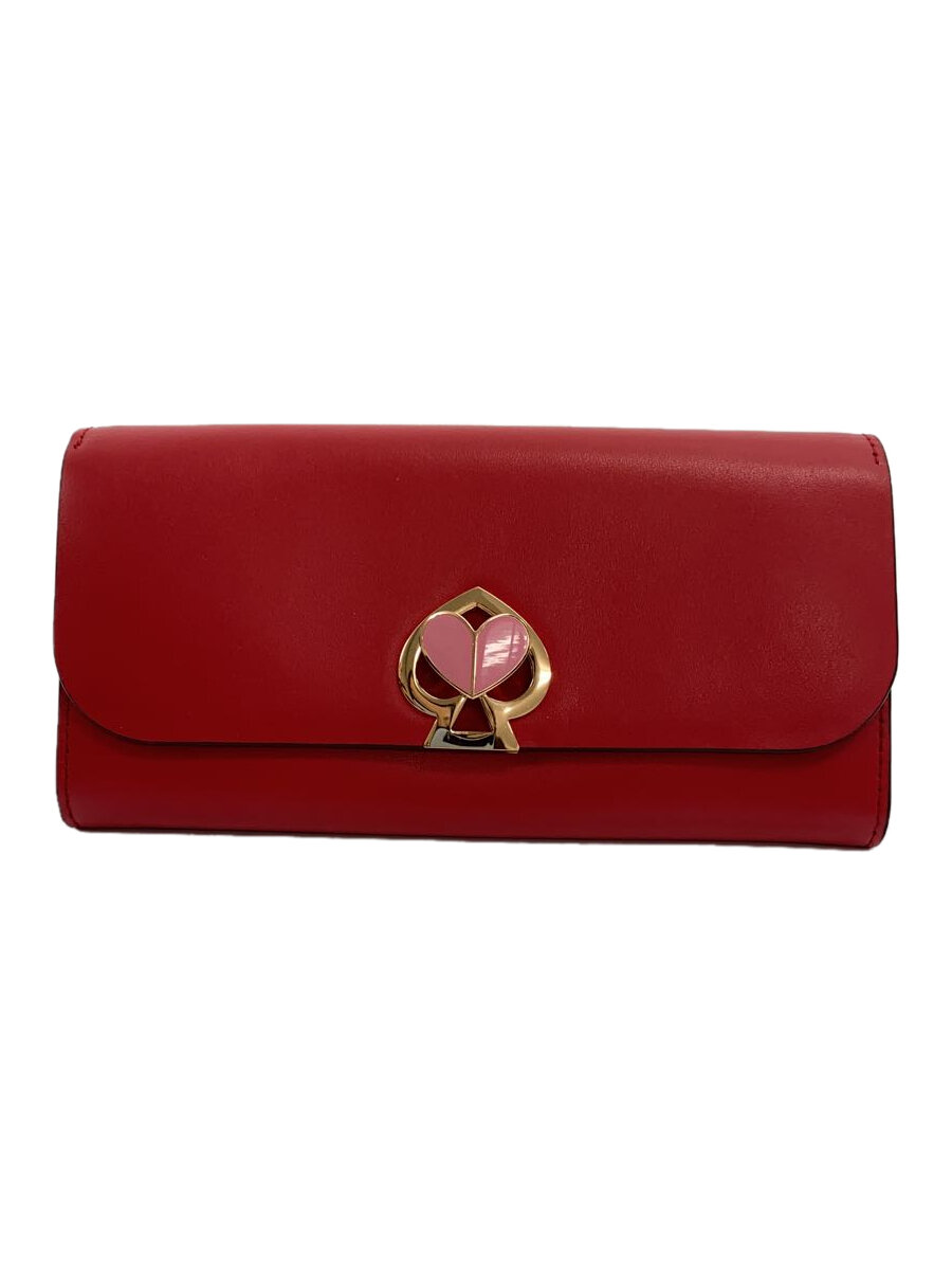【中古】kate spade new york◆ニコラ/長財布/レザー/RED/レディース/ターンロック【服飾雑貨他】