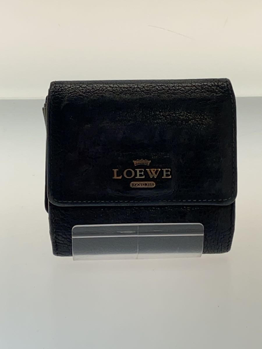 【中古】LOEWE◆2つ折り財布/レザー/BLK/メンズ【服