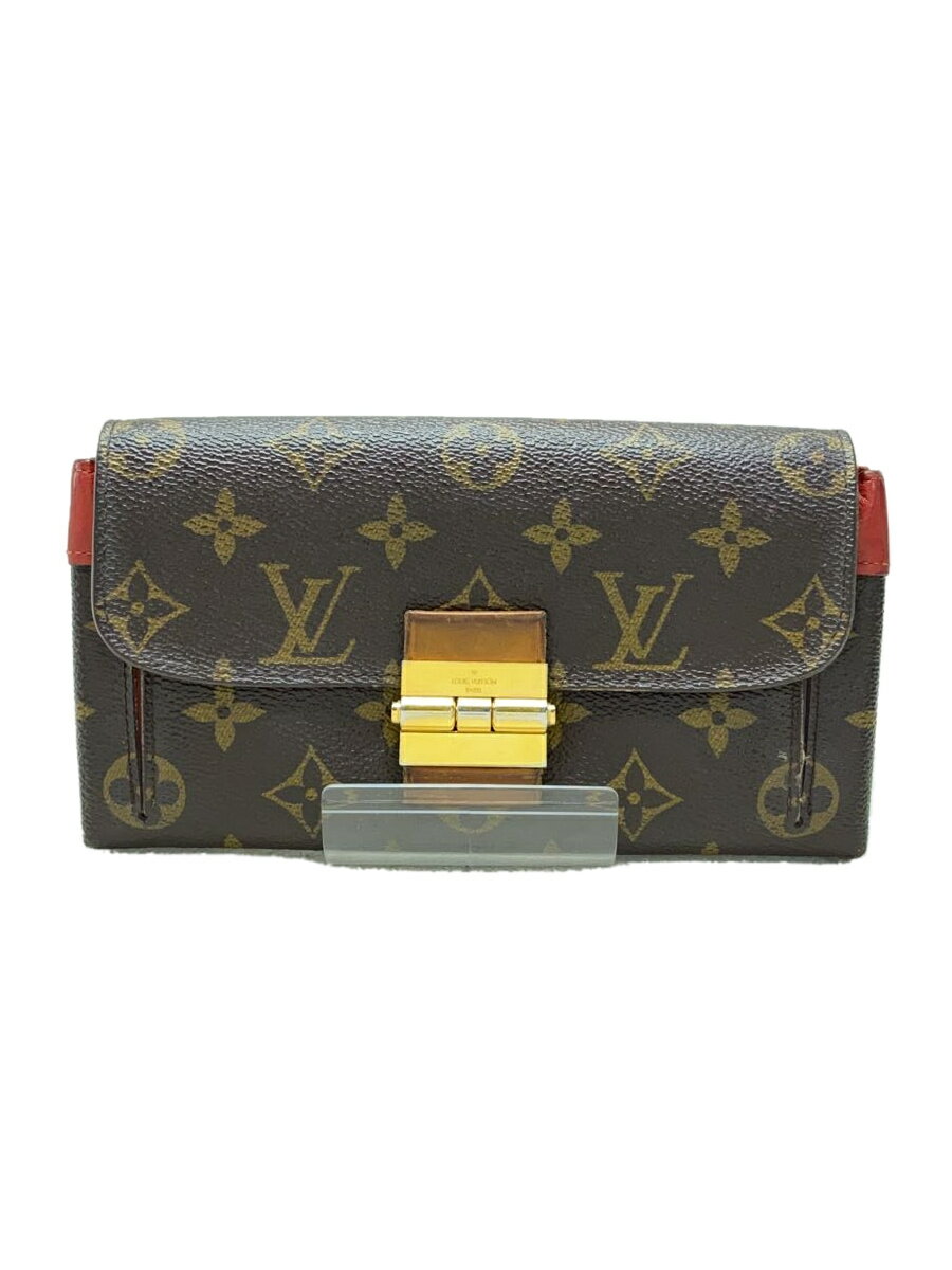 【中古】LOUIS VUITTON◆ポルト・フォイユ・エルゼ_モノグラム・キャンバス_BRW_クレモンティーヌ/PVC/BRW/総柄/レディー【服飾雑貨他】