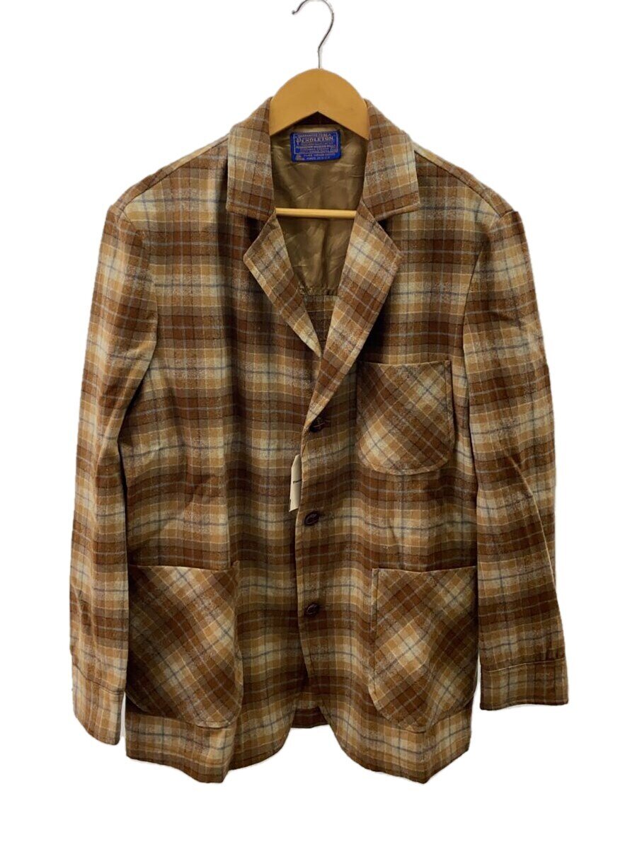 【中古】PENDLETON◆テーラードジャケット/M/ウール/BEG/チェック/~70s/USA製【メンズウェア】