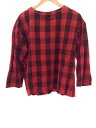 【中古】Sasquatchfabrix.◆SASHIKO BLOCK CHECK SMOCK/トップス/S/コットン/RED/チェック/16AW-CSL-004【メンズウェア】