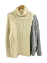 【中古】sacai◆Asymmetry Turtle Knit Pullover/トップス/3/コットン//【レディースウェア】