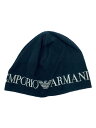 【中古】EMPORIO ARMANI◆ニットキャップ/--/コットン/BLK/メンズ【服飾雑貨他】