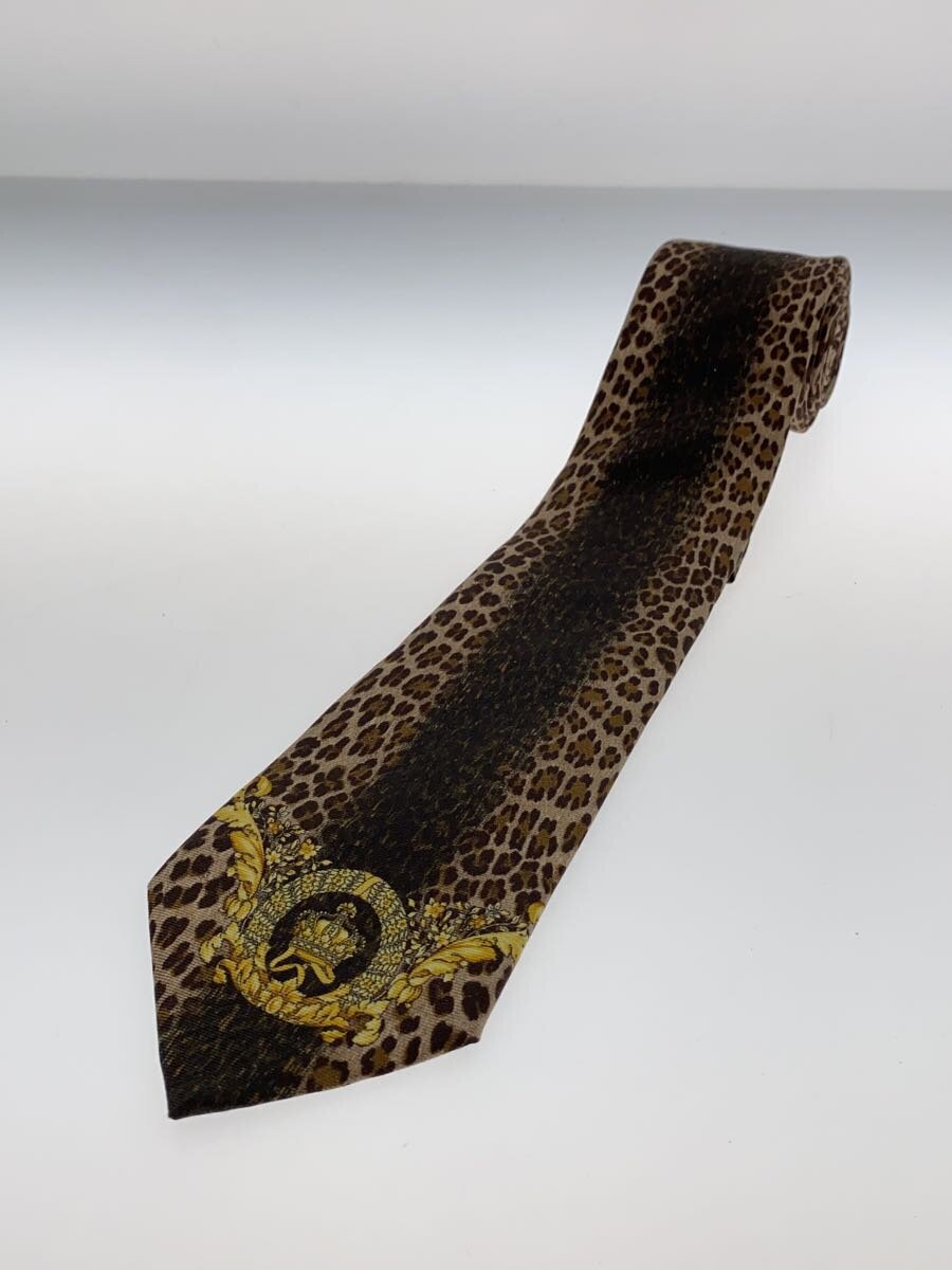 【中古】VERSACE◆ネクタイ/シルク/BRW/レオパード/メンズ【服飾雑貨他】