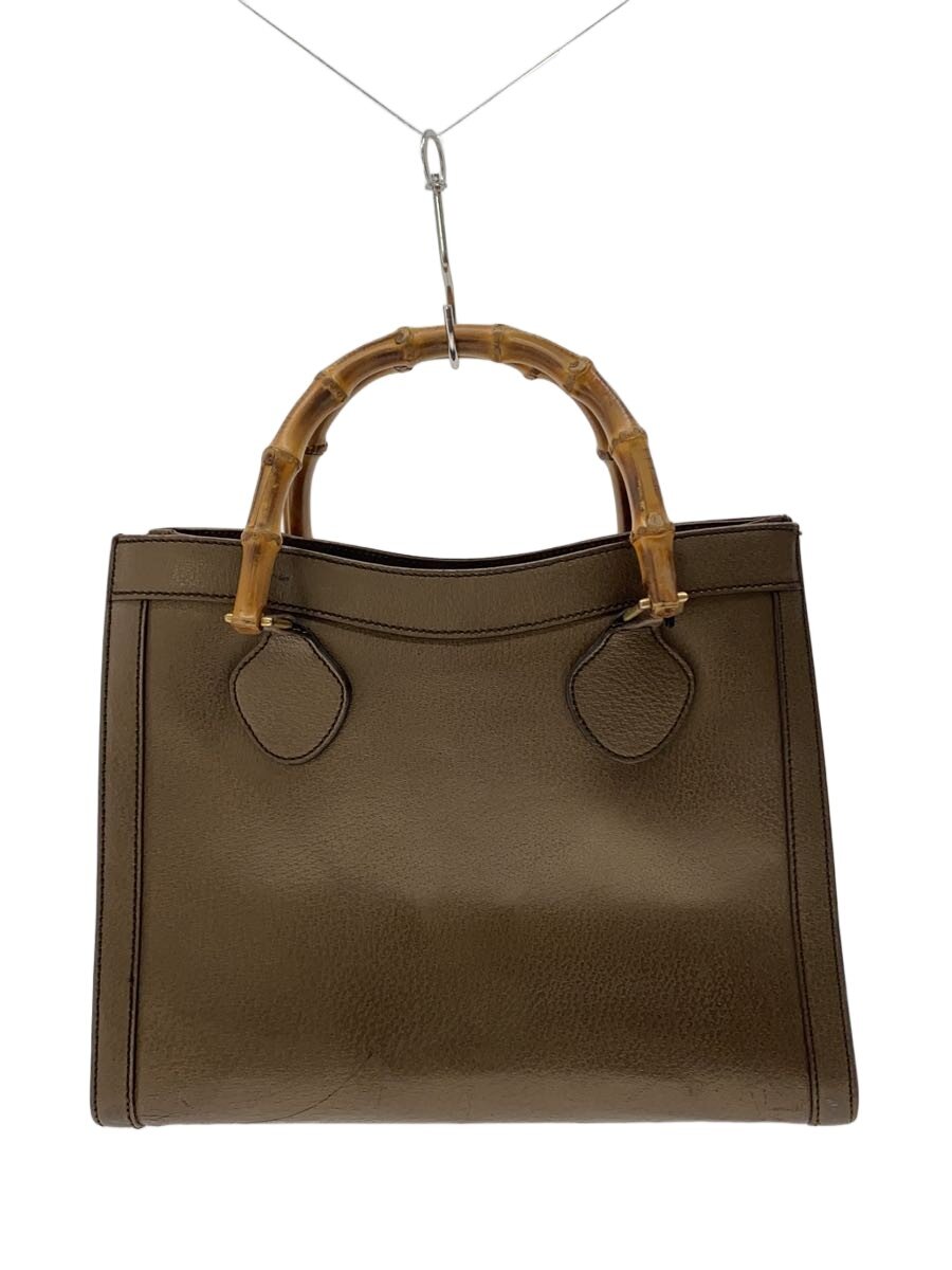 GUCCI - 【中古】GUCCI◆ハンドバッグ/ダイアナ/レザー/BRW/無地【バッグ】
