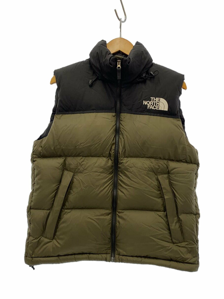 【中古】THE NORTH FACE◆NUPTSE VEST_ヌプシベスト/S/ナイロン/KHK【メンズウェア】
