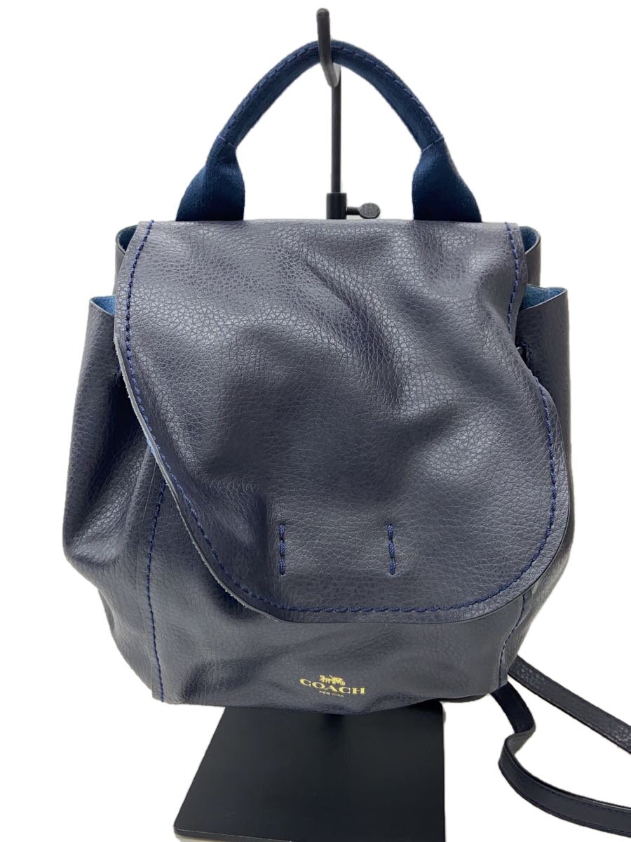 【中古】COACH◆リュック/レザー/NVY/無地/F59819//【バッグ】