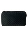 【中古】GUCCI◆ドキュメントケース_マイクログッチシマ/レザー/BLK【バッグ】