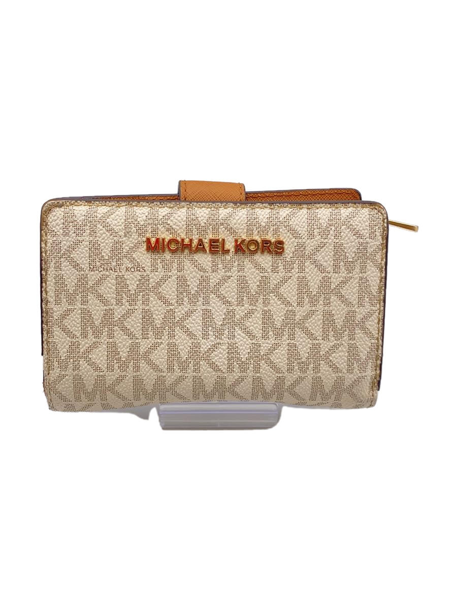 【中古】MICHAEL KORS◆2つ折り財布/--/WHT/総柄/レディース/35F8GTVF2B【服飾雑貨他】