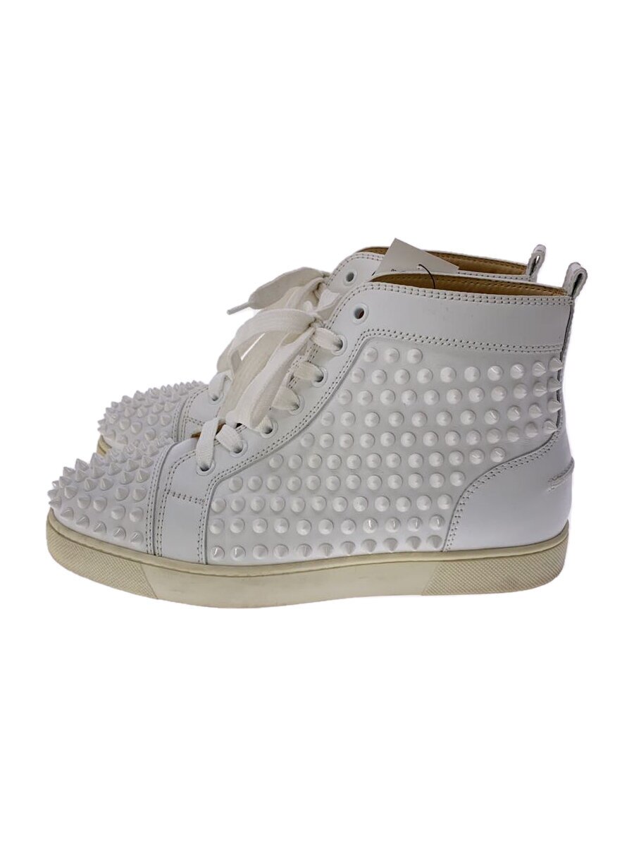 【中古】Christian Louboutin◆LOUIS FLAT CALF/ハイカットスニーカー/37/ホワイト/レザー/1101083【シューズ】