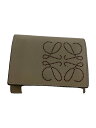 【中古】LOEWE◆BRAND TRIFOLD 6 CC/3つ折り財布/牛革/CRM/レディース/10531960/汚れ【服飾雑貨他】