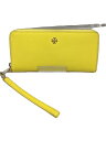 【中古】TORY BURCH◆長財布/レザー/YLW/無地/レディース【服飾雑貨他】