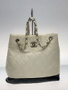【中古】CHANEL◆ガブリエルドゥシャネル/汚れ有/スレ有/ショルダーバッグ/レザー/WHT【バッグ】