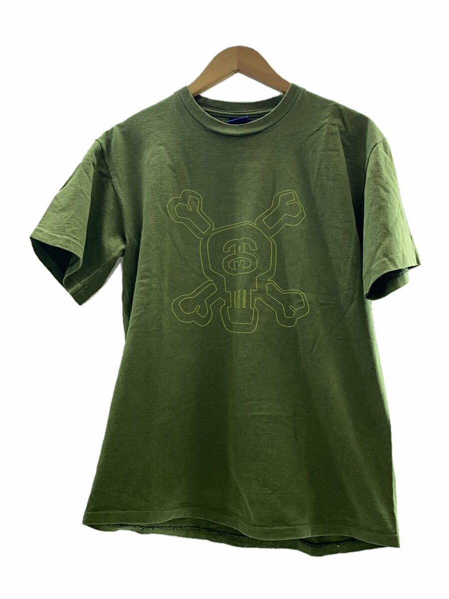 【中古】STUSSY◆90s/ステッチスカルプリント/Tシャツ/M/コットン/GRN【メンズウェア】