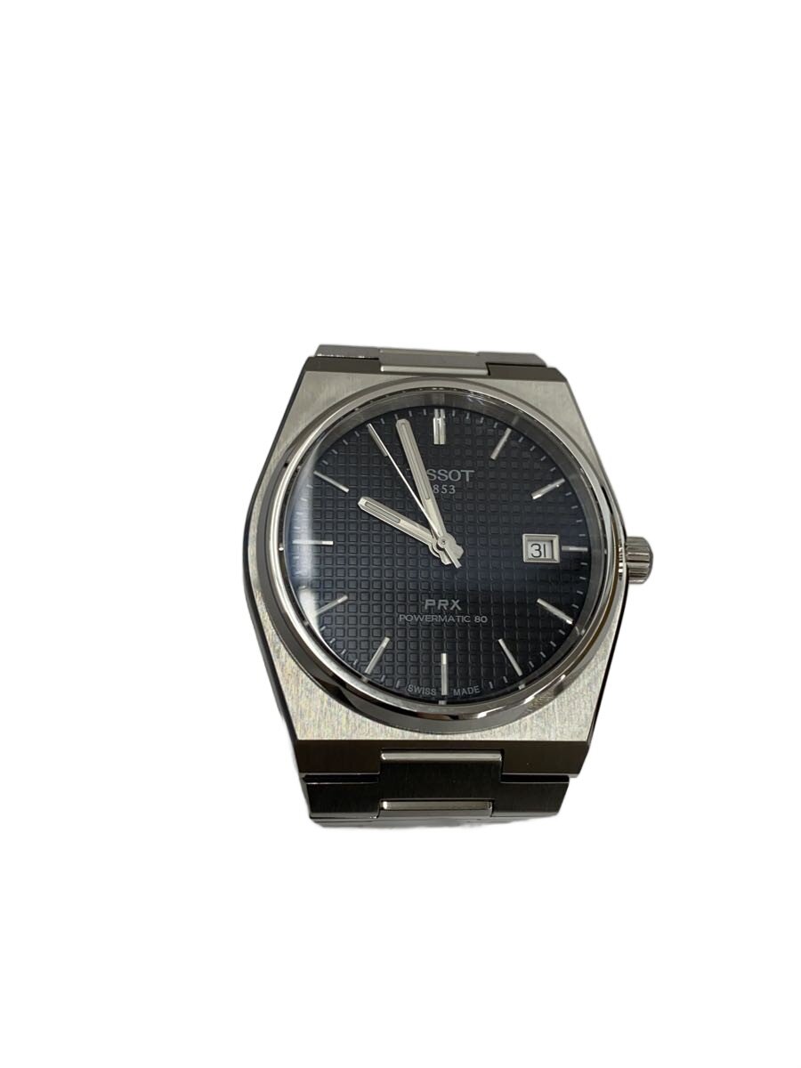 【中古】TISSOT◆自動巻腕時計/アナログ/BLK/SLV/T137407A/PRX パワーマティック80【服飾雑貨他】