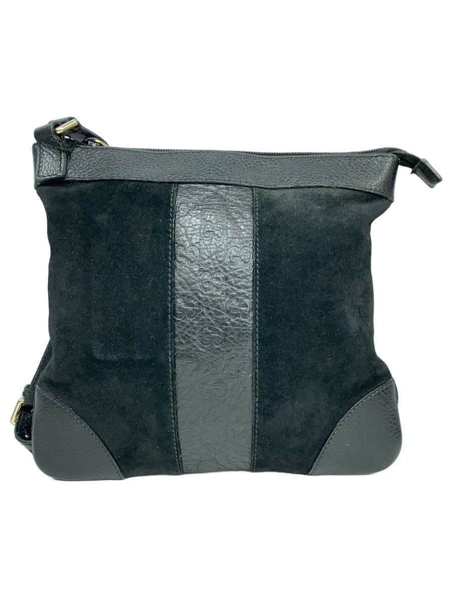 【中古】GUCCI◆ショルダーバッグ_グッチシマ/スウェード/BLK/272396【バッグ】