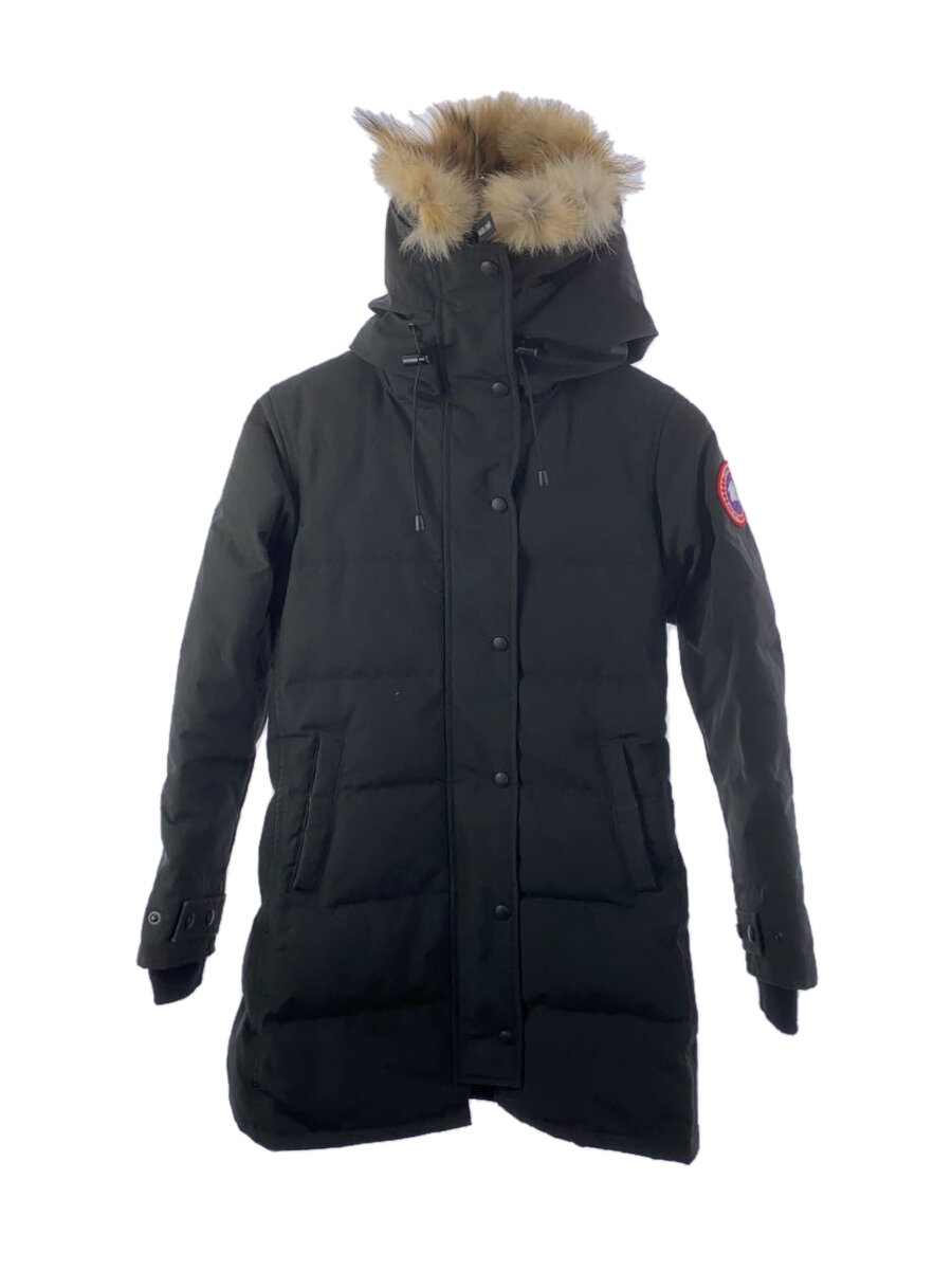 【中古】CANADA GOOSE◆SHELBURNE PARKA/ロングダウンジャケット/XS/ポリエステル/BLK/無地/3802LA【レディースウェア】