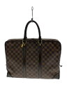 【中古】LOUIS VUITTON◆ポルト・ドキュマン・ヴォワヤージュ_ダミエ・エベヌ_BRW/PVC/BRW【バッグ】