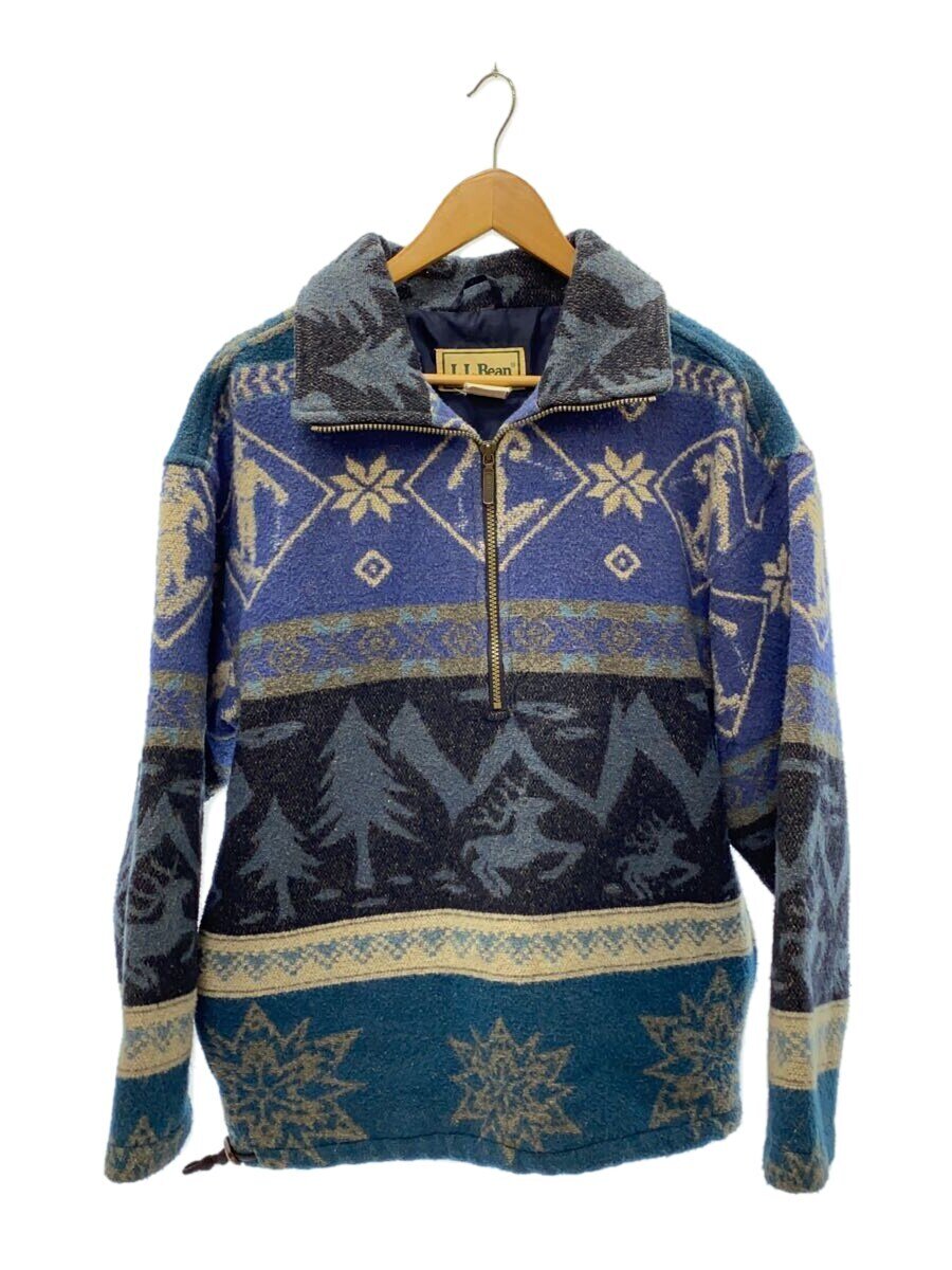 【中古】L.L.Bean◆ジャケット/S/ウール/BLU/総柄/h108【メンズウェア】