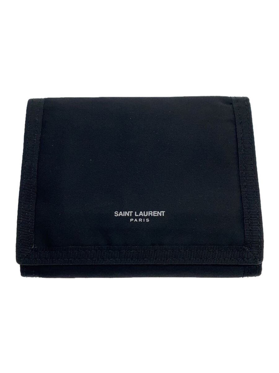 【中古】SAINT LAURENT◆3つ折りベルクロ財布/BLK/メンズ/556429【服飾雑貨他】