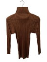 【中古】PLEATS PLEASE ISSEY MIYAKE◆長袖カットソー/2/ポリエステル/ブラウン/PP79-JK604/プリーツ加工/ボトルネック【レデ...