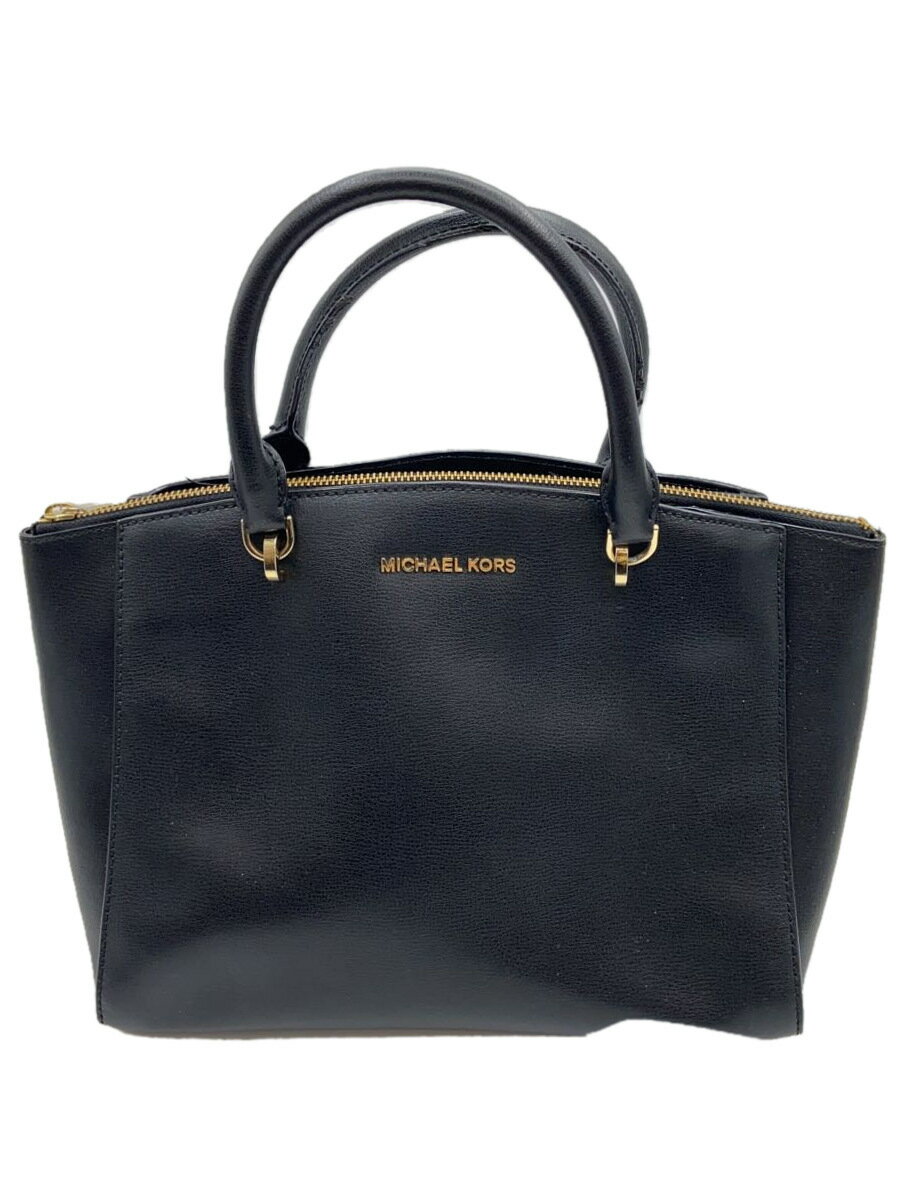 【中古】MICHAEL KORS◆ハンドバッグ/レザー/BLK/無地/35H7GE0S3L【バッグ】