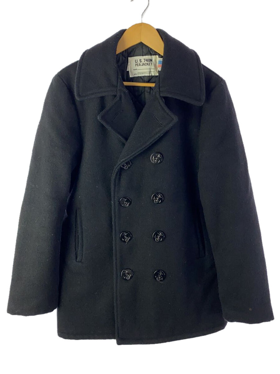 【中古】Schott◆ピーコート/38/ウール/BLK/740N【メンズウェア】