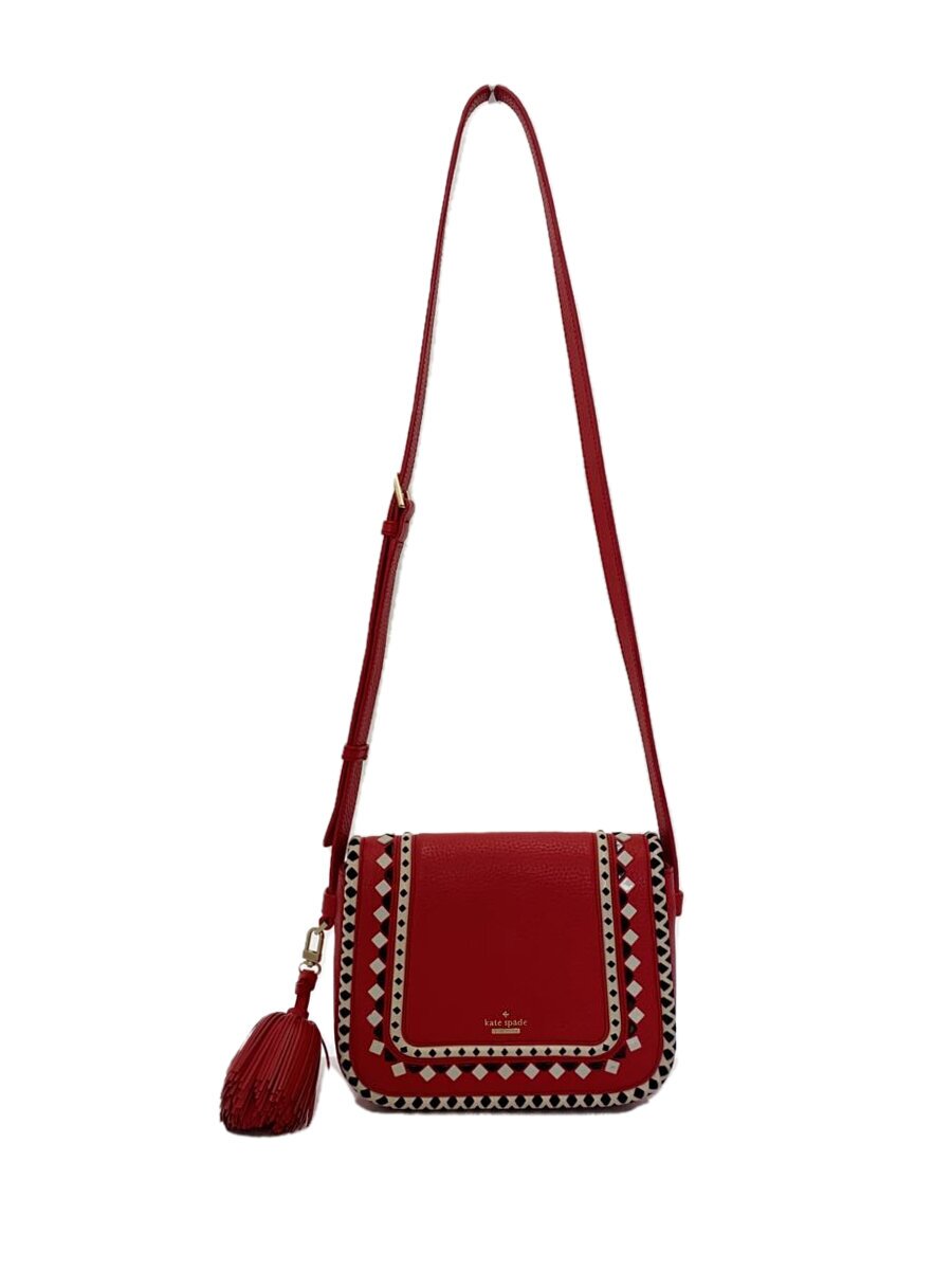 KATE SPADE - 【中古】kate spade new york◆少々汚れ有/ショルダーバッグ/レザー/RED/PXRU7736【バッグ】